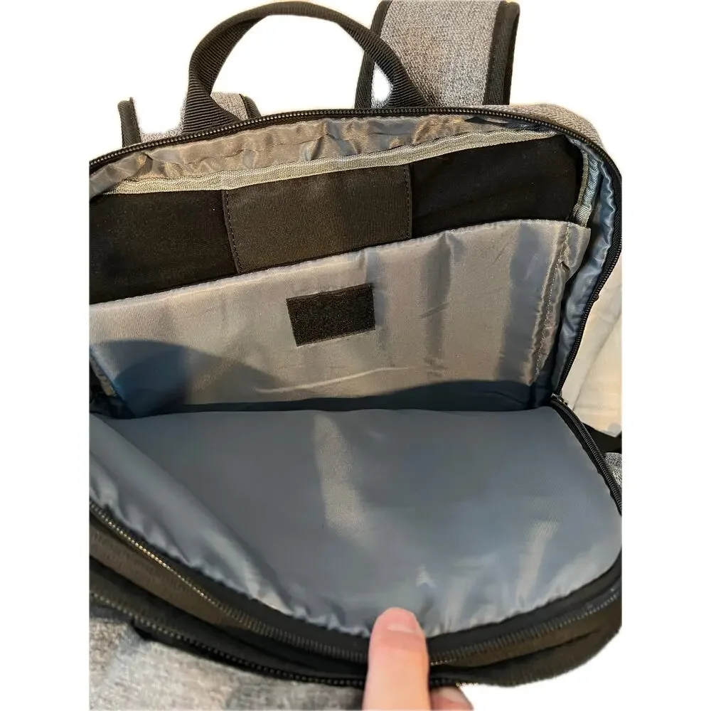 Clamshell Gray Black Padded Backpack 20